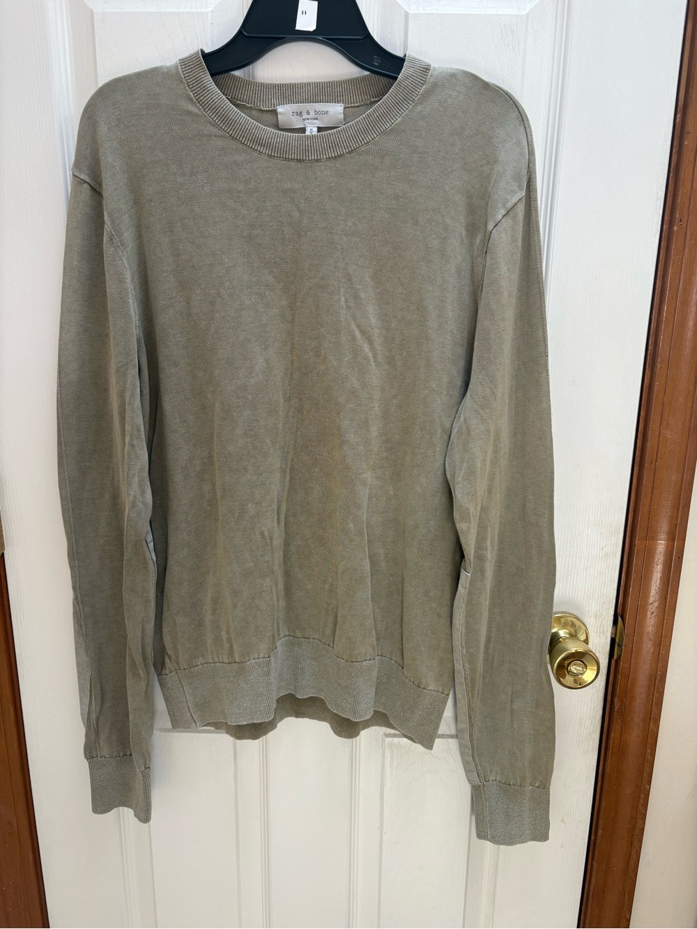 rag & bone Men's Olive-Green Crewneck Sweater